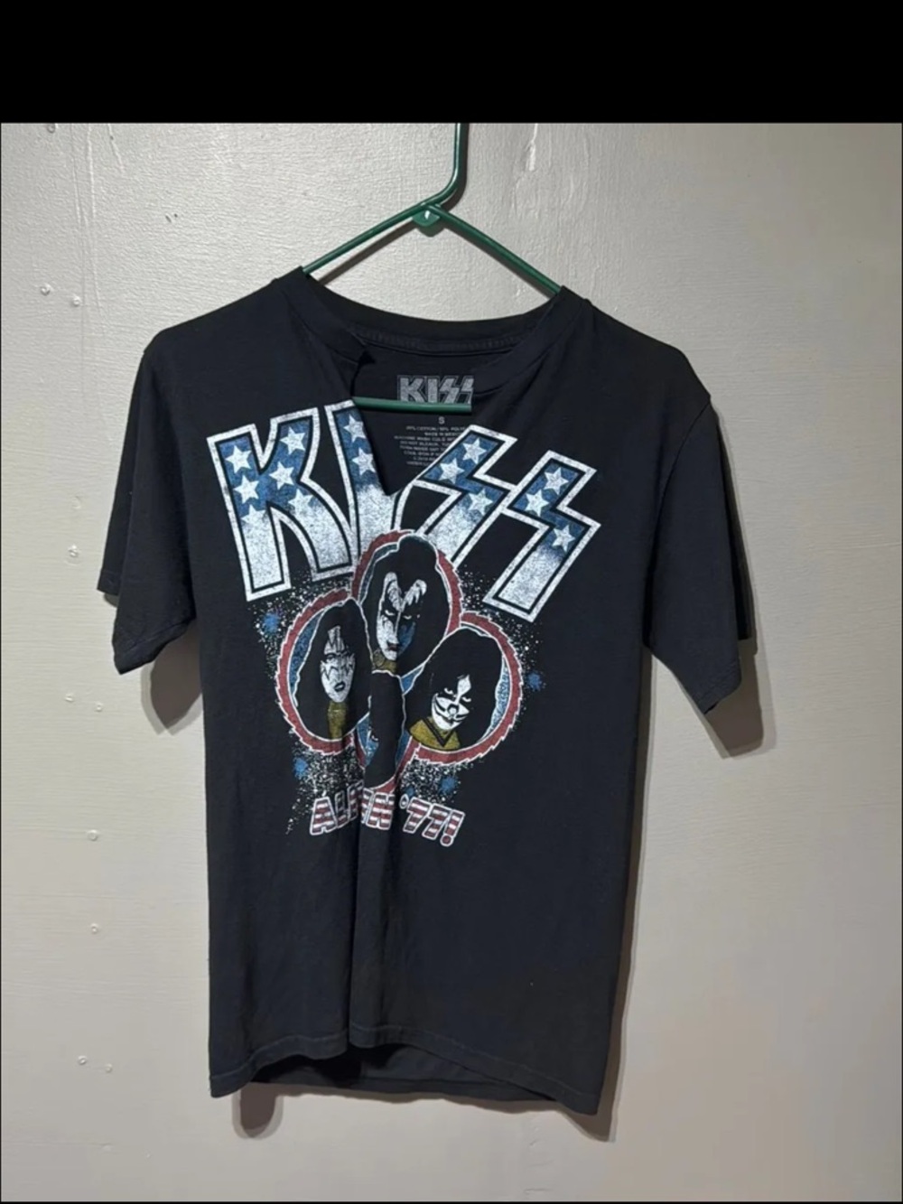 Kiss Black Short Sleeve Tee with Red & Blue Graphic